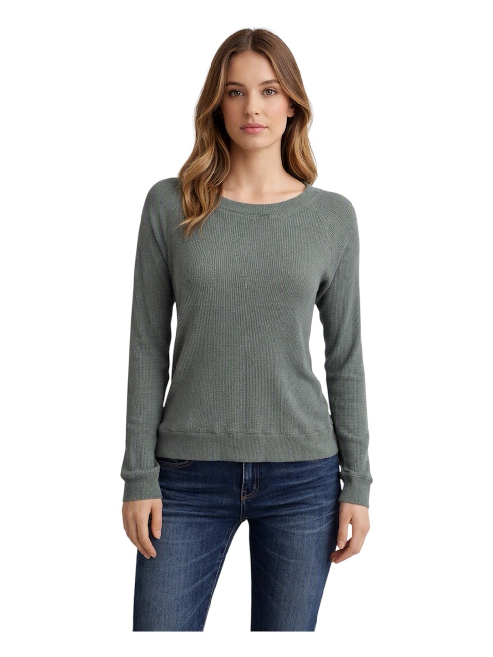 TNA - Andrews Thermal Longsleeve in Gunmetal Green. Cotton, polyester. Small